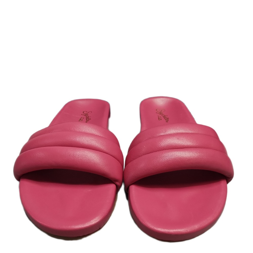 Seychelles Low Key Slide Sandals Womens Size 9 Pink Leather Open Toe Slip On EUC